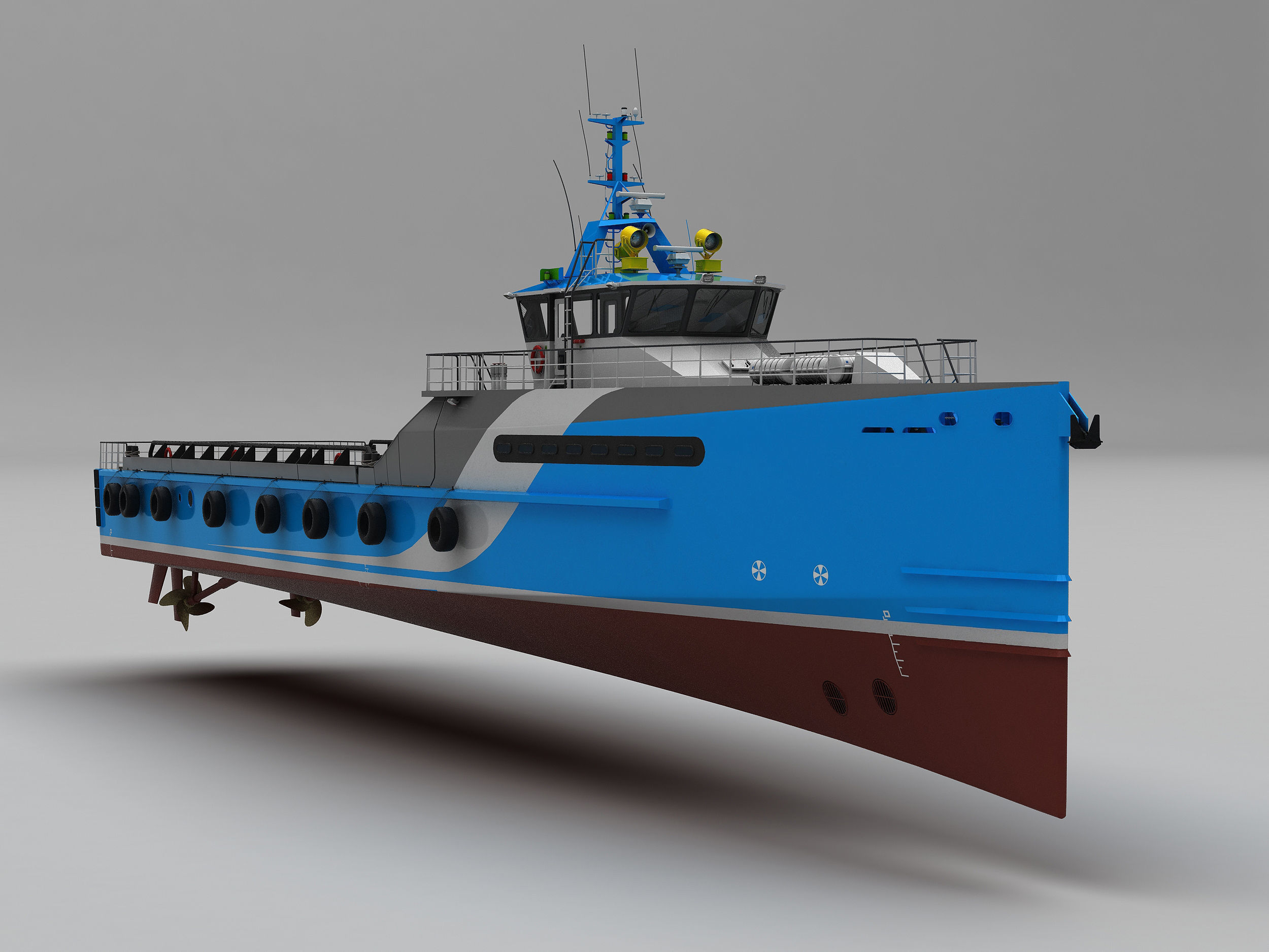 FAST CREW SUPPLIER VESSEL Blue 3D model_5