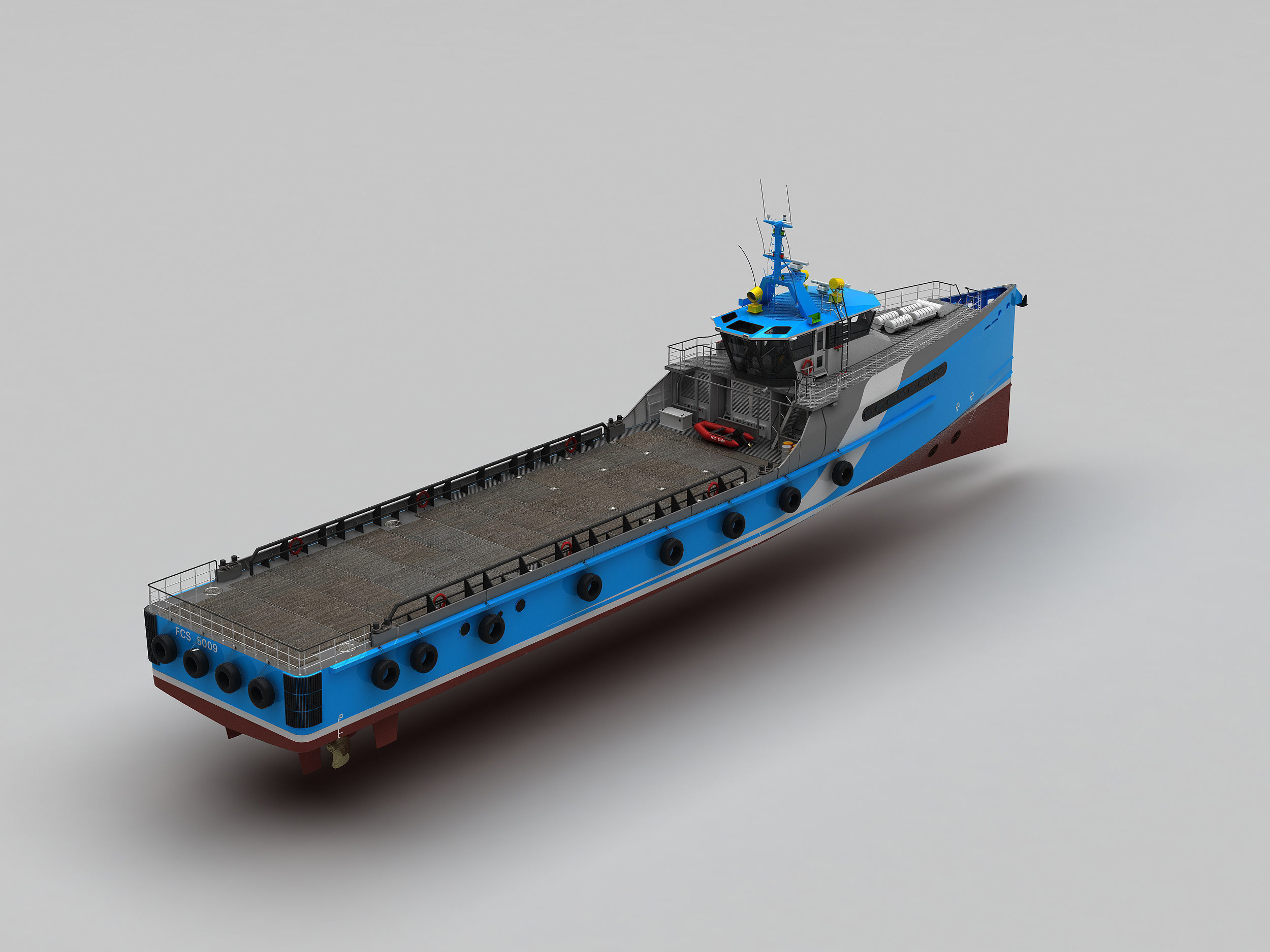 FAST CREW SUPPLIER VESSEL Blue 3D model_10