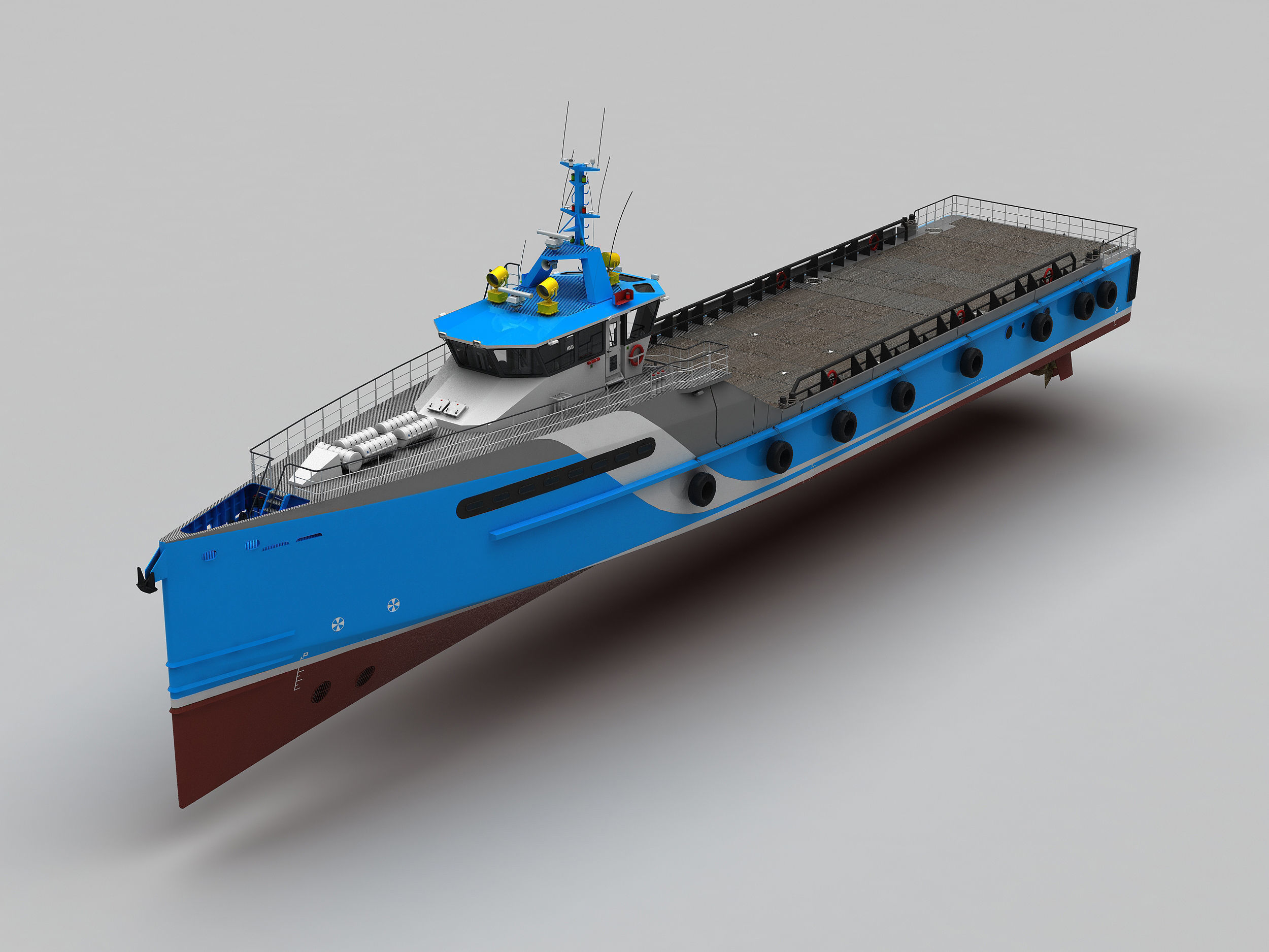 FAST CREW SUPPLIER VESSEL Blue 3D model_4