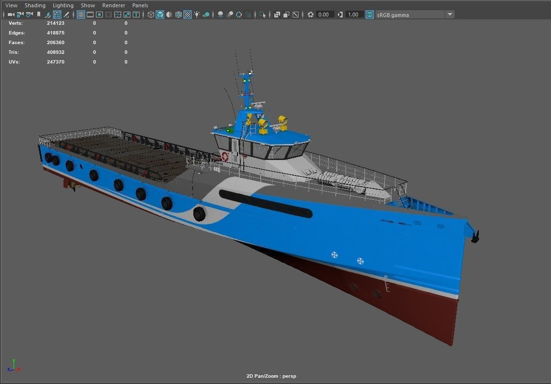 FAST CREW SUPPLIER VESSEL Blue 3D model_9