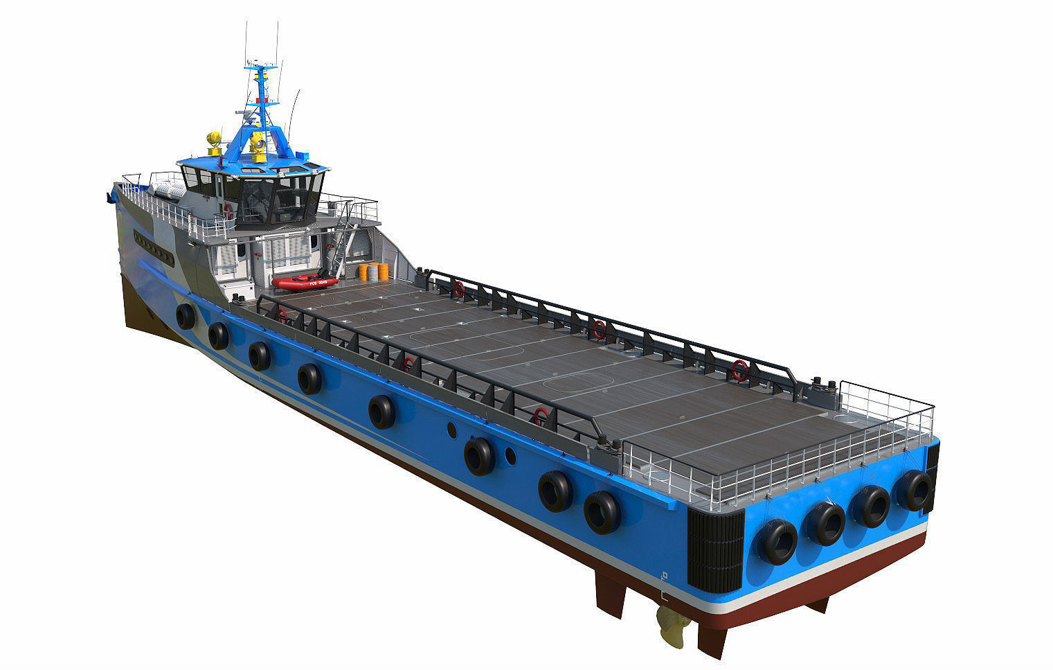 FAST CREW SUPPLIER VESSEL Blue 3D model_2