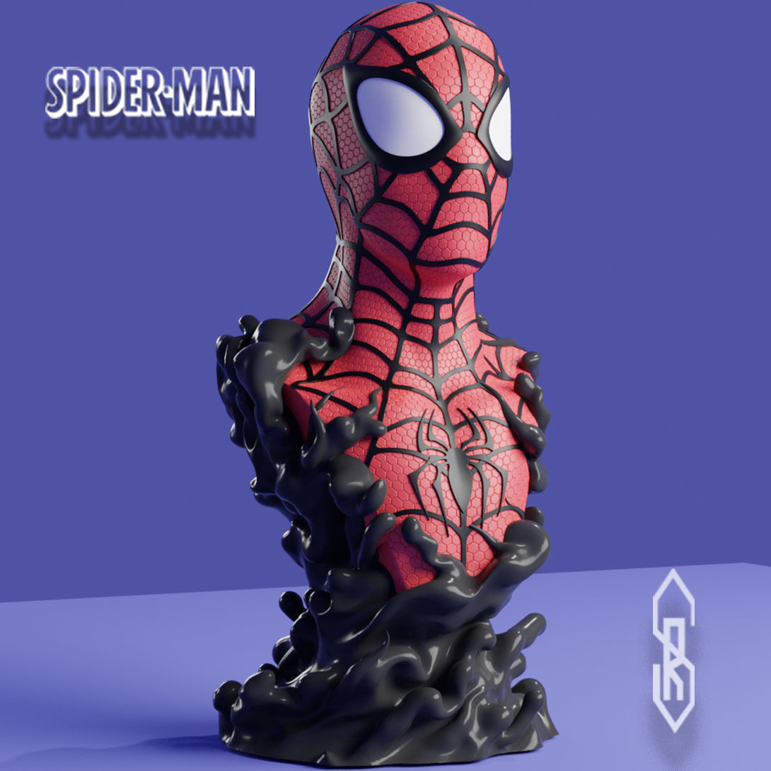 Spiderman bust   3D print model_1