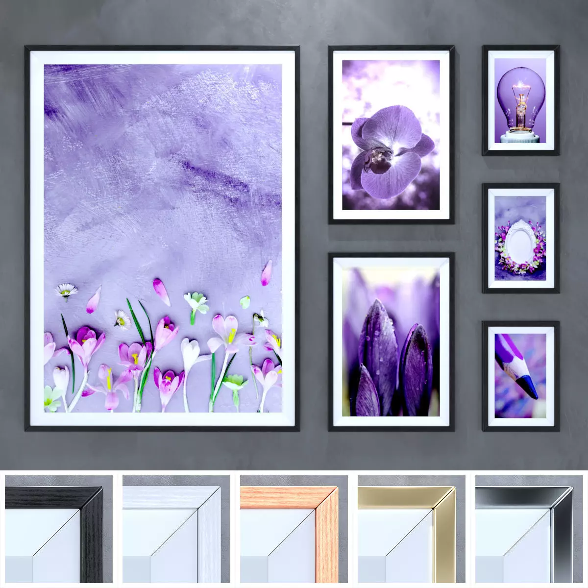 Frame 5 flowers framed art 3D model_0