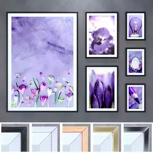 Frame 5 flowers framed art 3D model