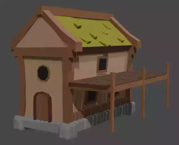 Low Poly Pack house with roof