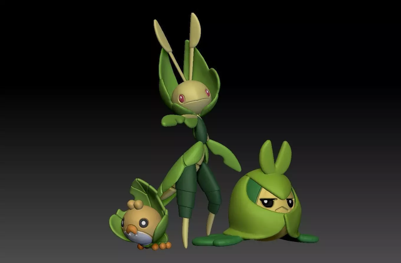 Pokemon Sewaddle Swadloon Leavanny 3D print model_0