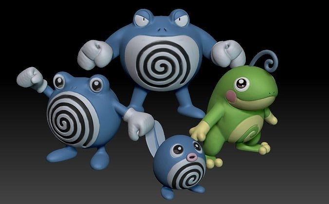 Pokemon Poliwag Poliwhirl Poliwrath Politoed 3D print model