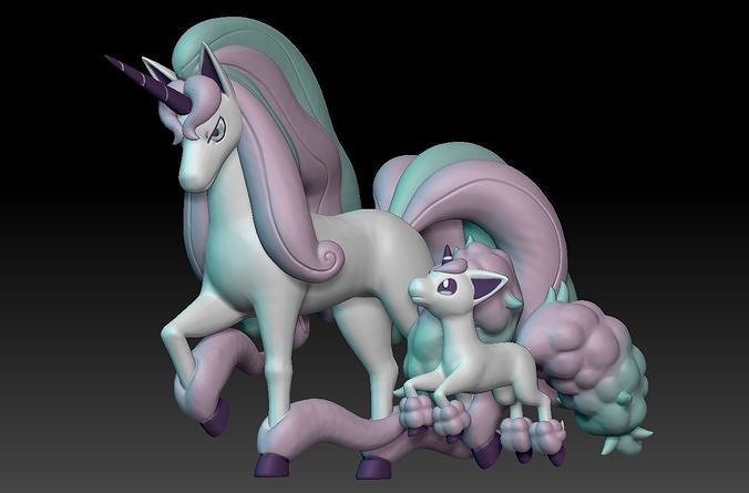 Pokemon Galarian Ponyta Galarian Rapidash 3D print model