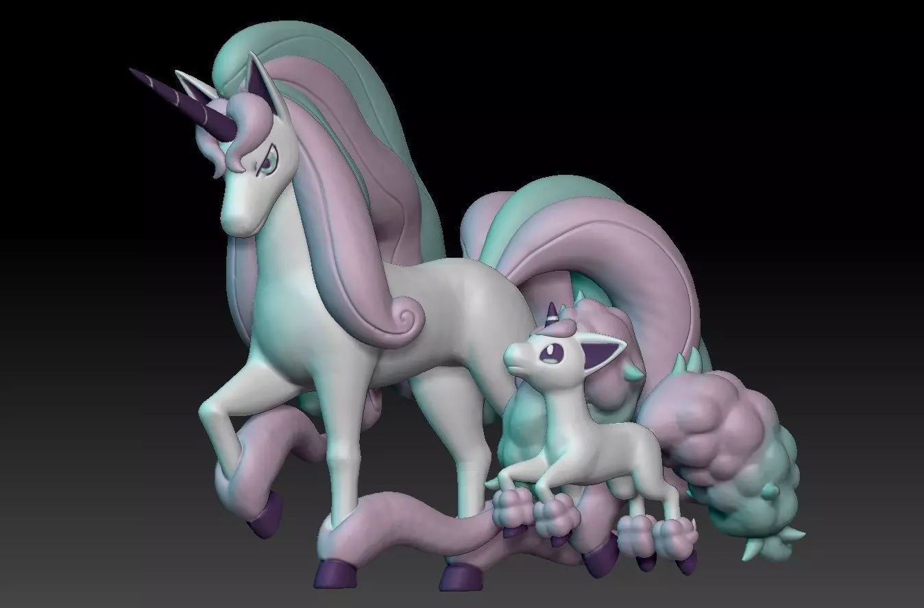 Pokemon Galarian Ponyta Galarian Rapidash 3D print model_0