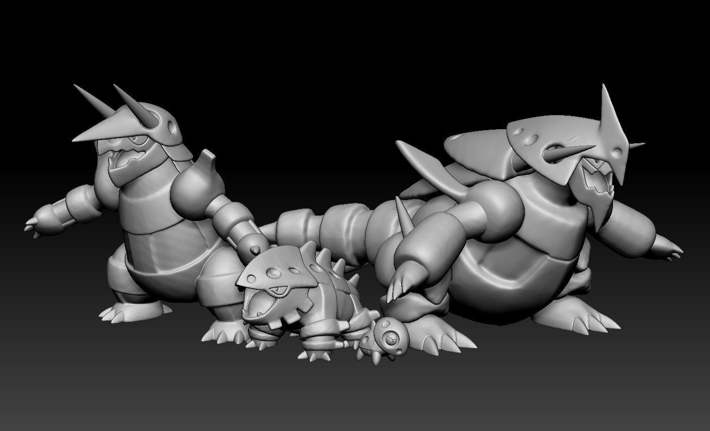 Pokemon Aron Lairon Aggron Mega Evolution 3D print model_5