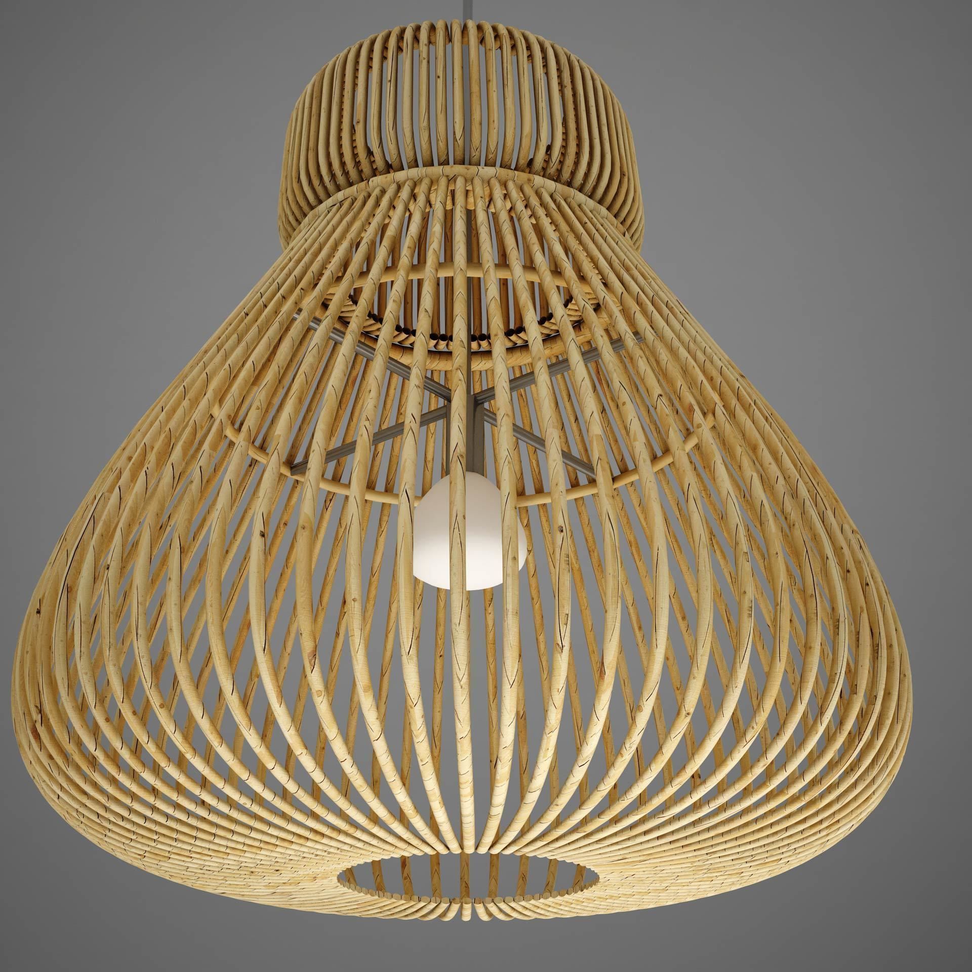 Lamp Wicker Basket HD 3D model_7