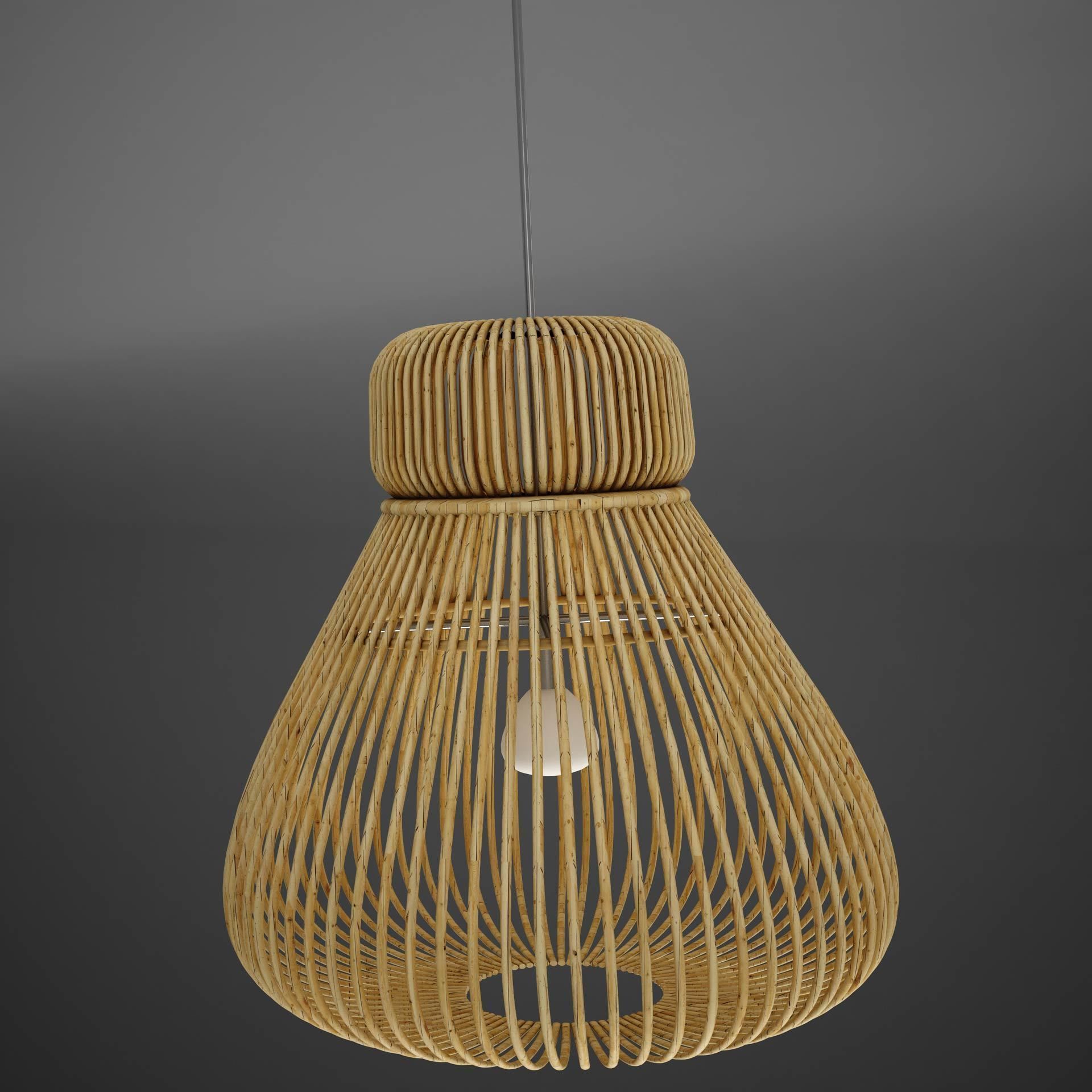 Lamp Wicker Basket HD 3D model_5