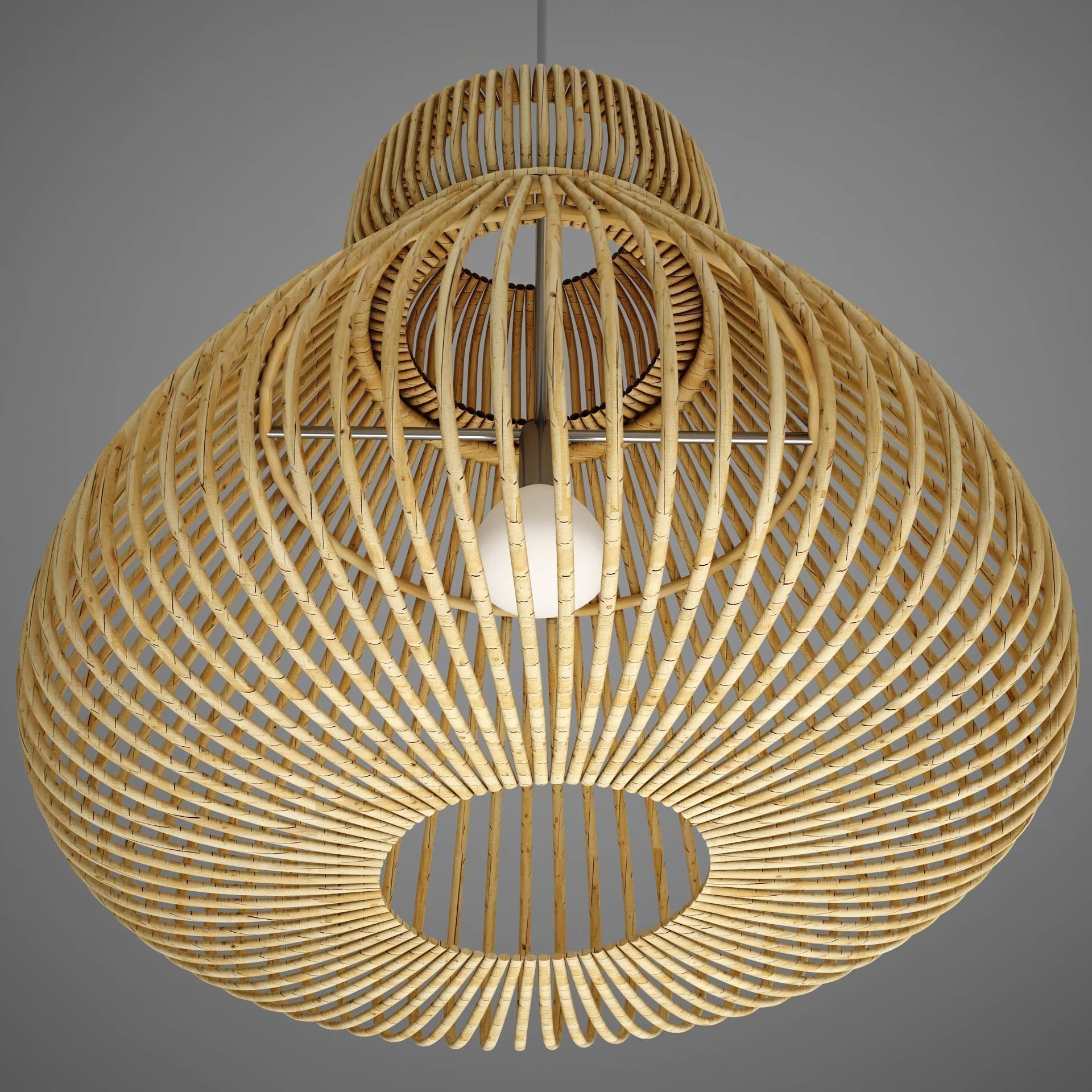 Lamp Wicker Basket HD 3D model_9