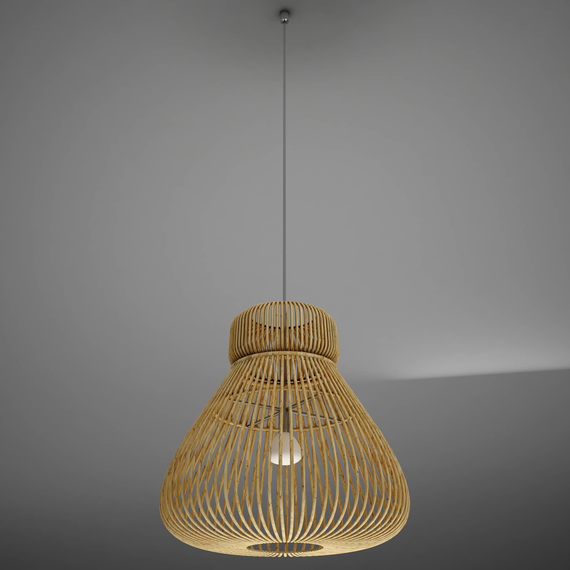 Lamp Wicker Basket HD 3D model_1