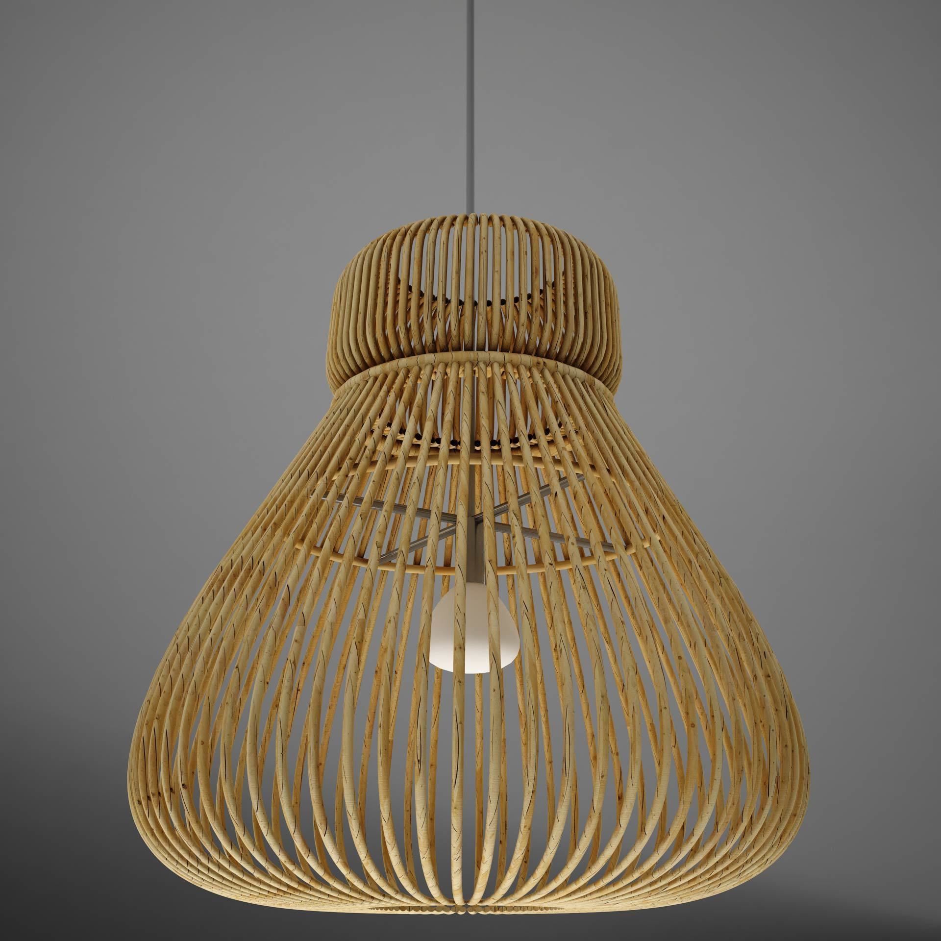 Lamp Wicker Basket HD 3D model_4