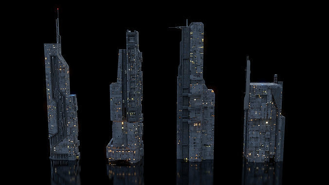 Scifi building  futuristic building Low-poly 3D model 5