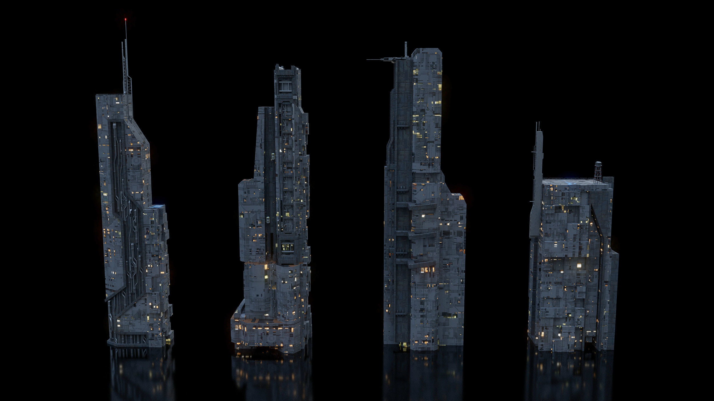 Scifi building  futuristic building Low-poly 3D model_4