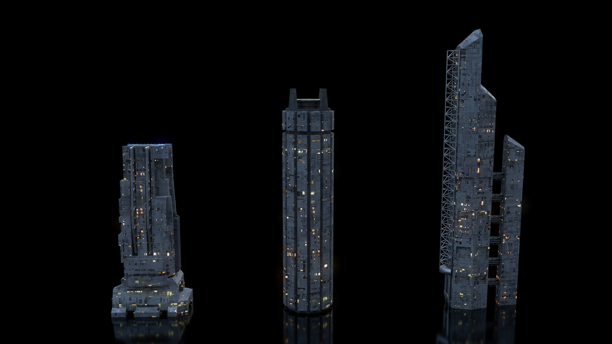 Scifi building  futuristic building Low-poly 3D model_7