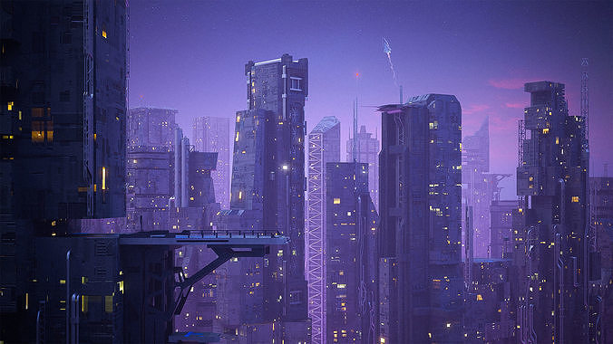 Scifi building  futuristic building Low-poly 3D model 2