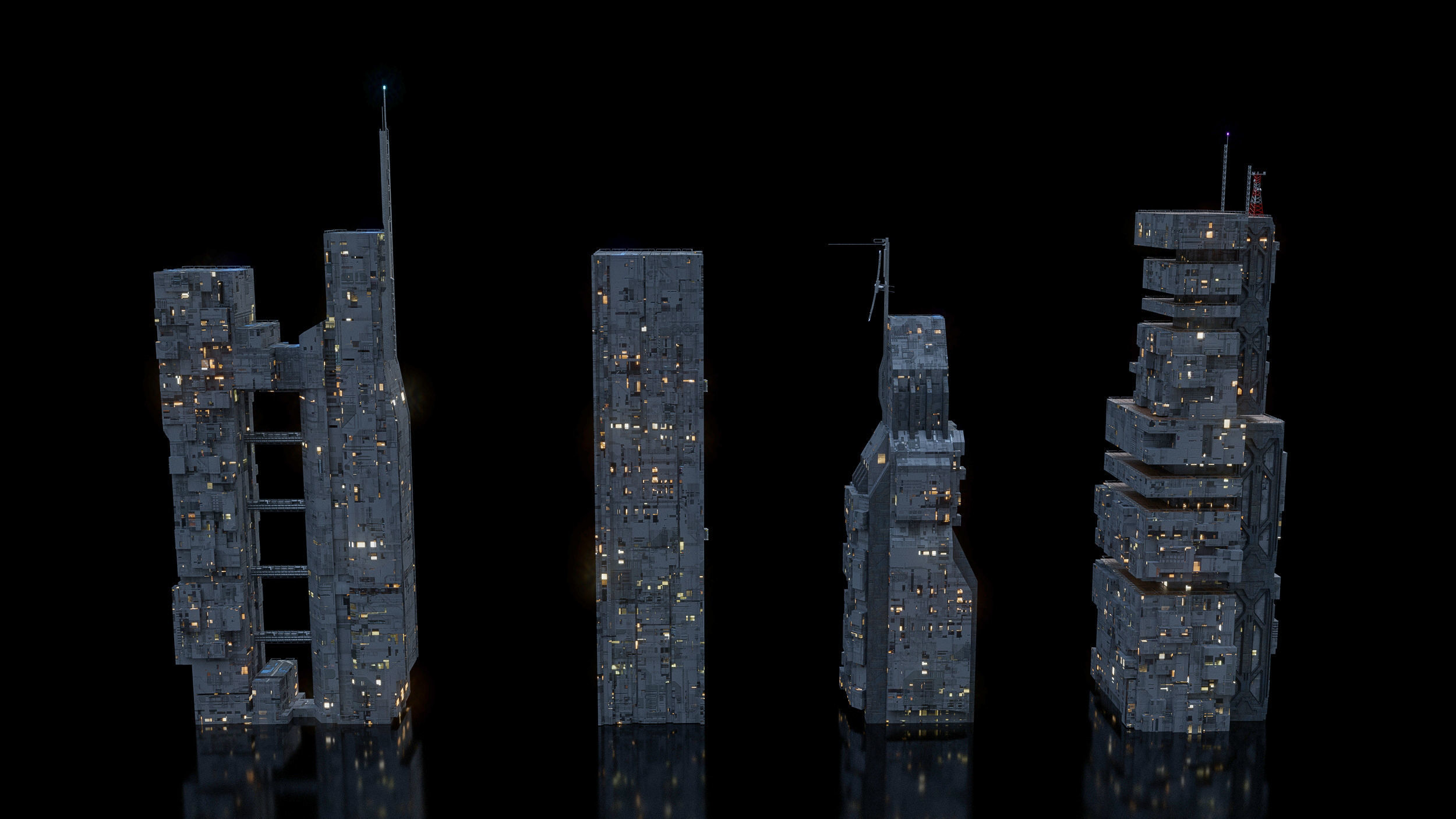 Scifi building  futuristic building Low-poly 3D model_5