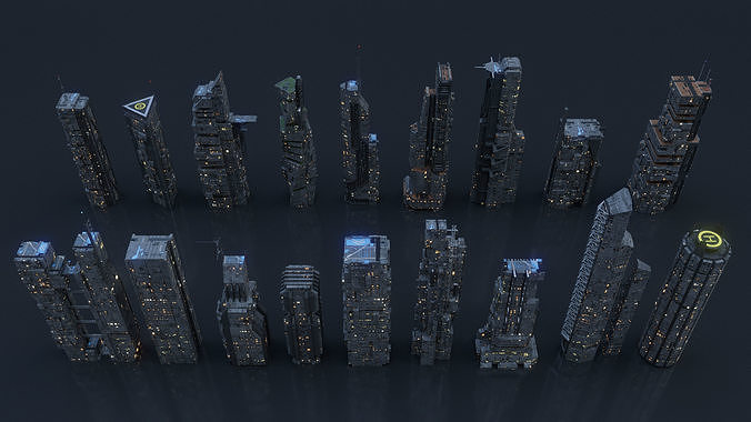 Scifi building  futuristic building Low-poly 3D model 3