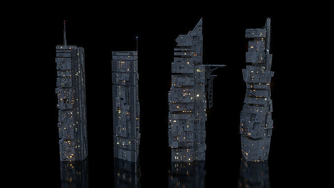 Scifi building  futuristic building Low-poly 3D model 4