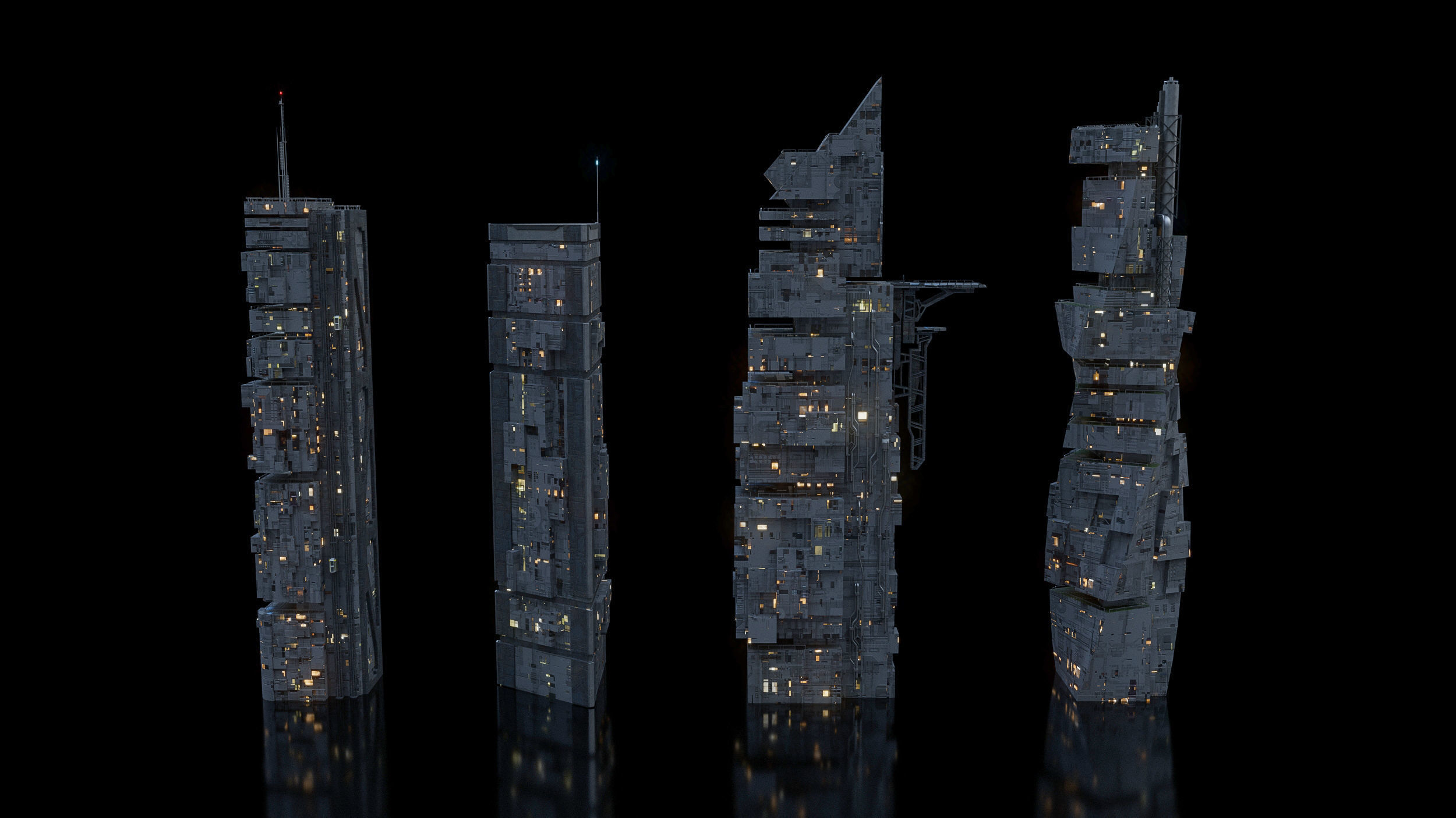 Scifi building  futuristic building Low-poly 3D model_3
