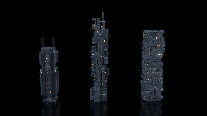 Scifi building  futuristic building Low-poly 3D model 7