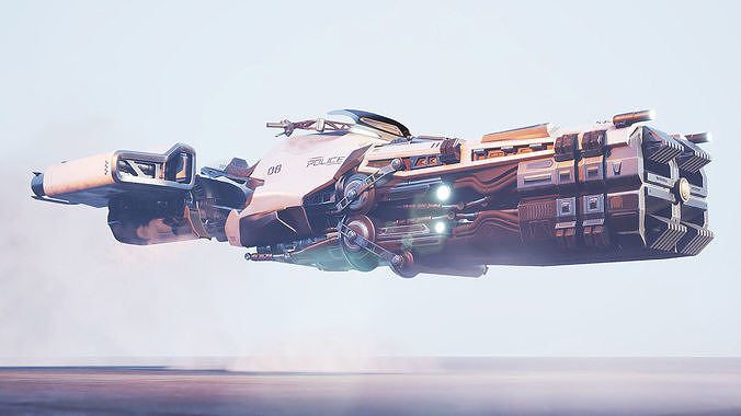 Hover Bike Sci-fi Police Vehicle 3D Model 3D model