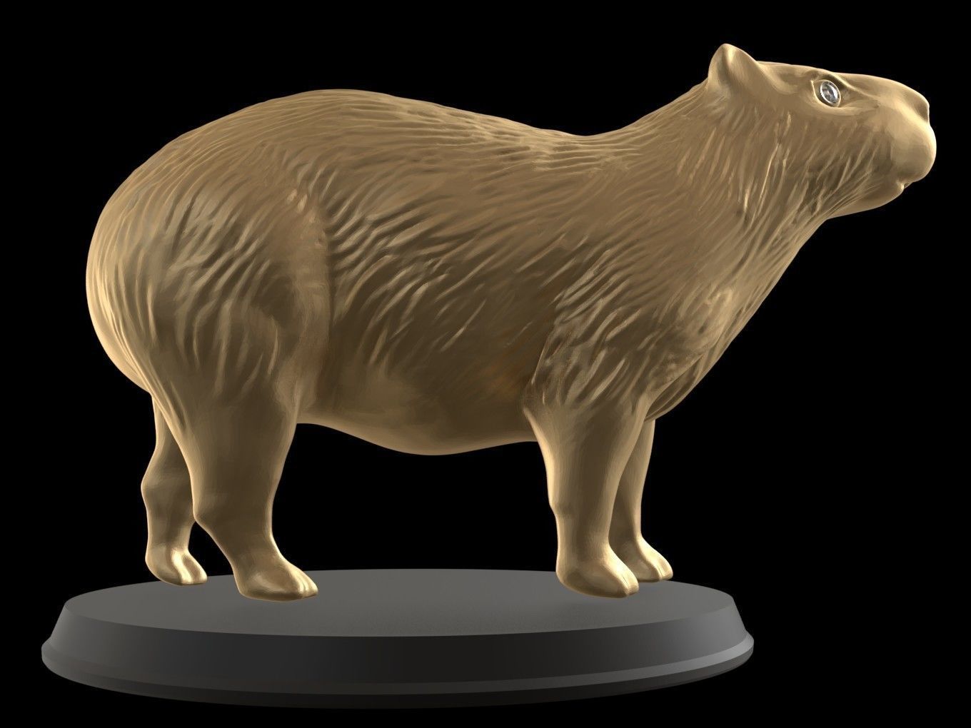 Gold Capybara 3D print model_5
