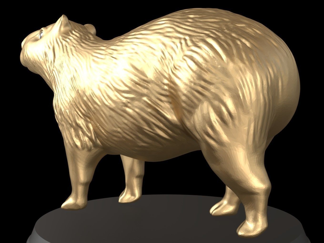 Gold Capybara 3D print model_2