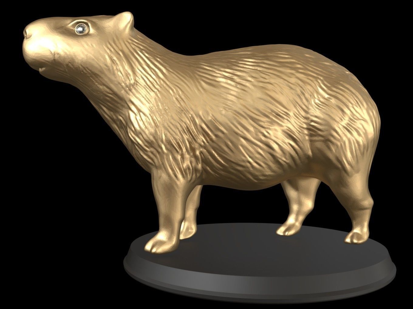 Gold Capybara 3D print model_1