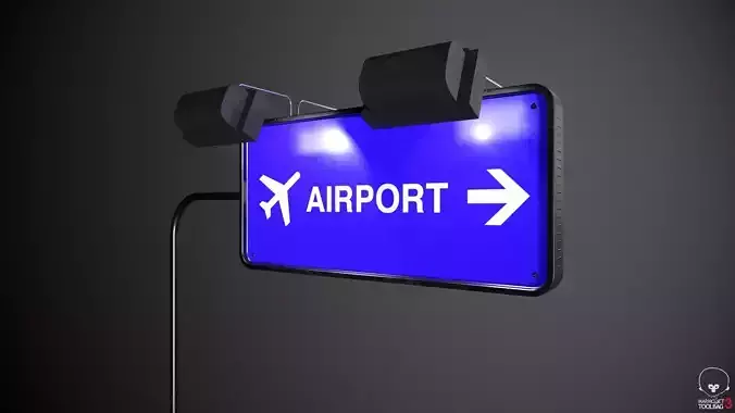 Airport Sign Board 004 Low-poly 3D model