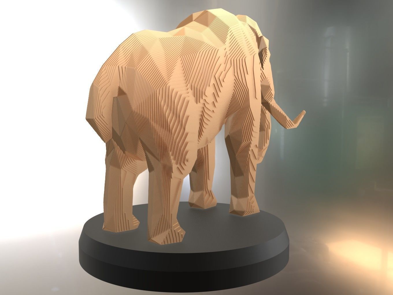Parametric Mammoth Soft Gold Low-poly 3D model_3