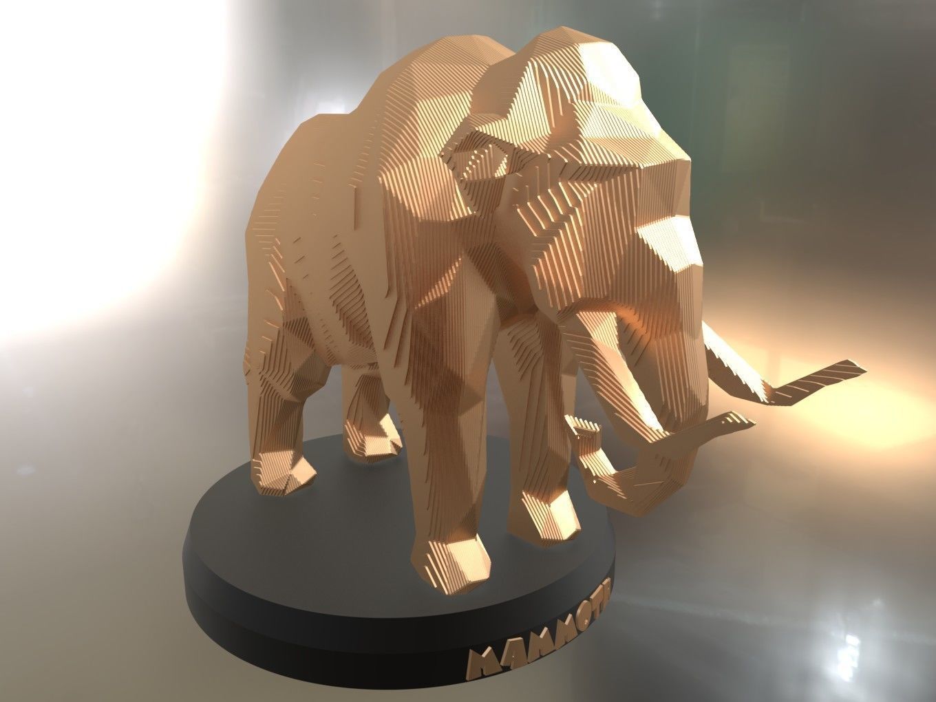 Parametric Mammoth Soft Gold Low-poly 3D model_1