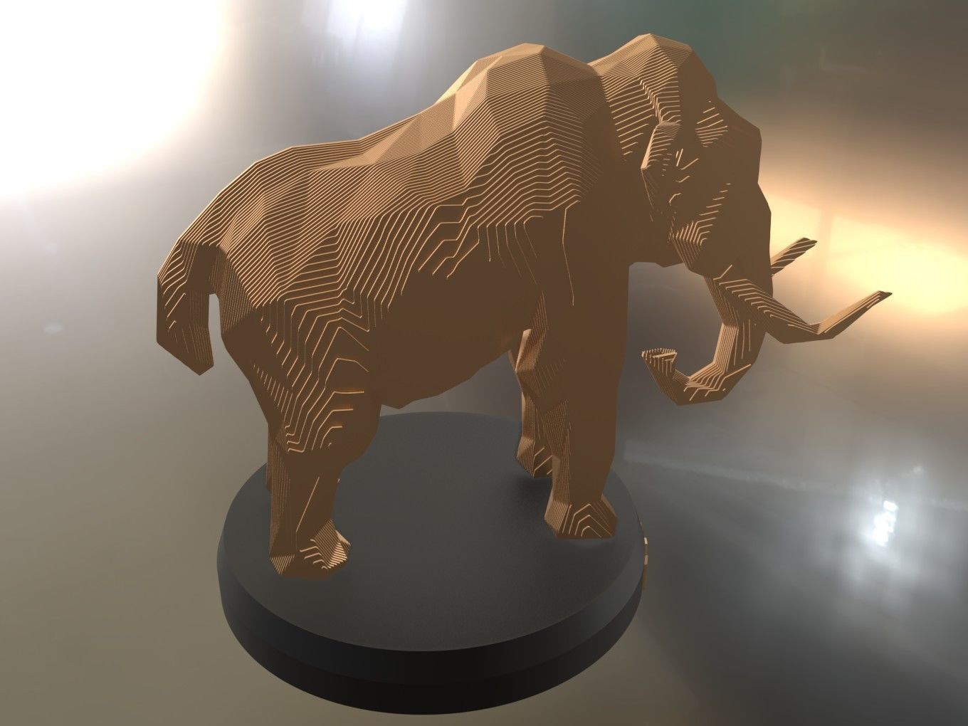 Parametric Mammoth Soft Gold Low-poly 3D model_2
