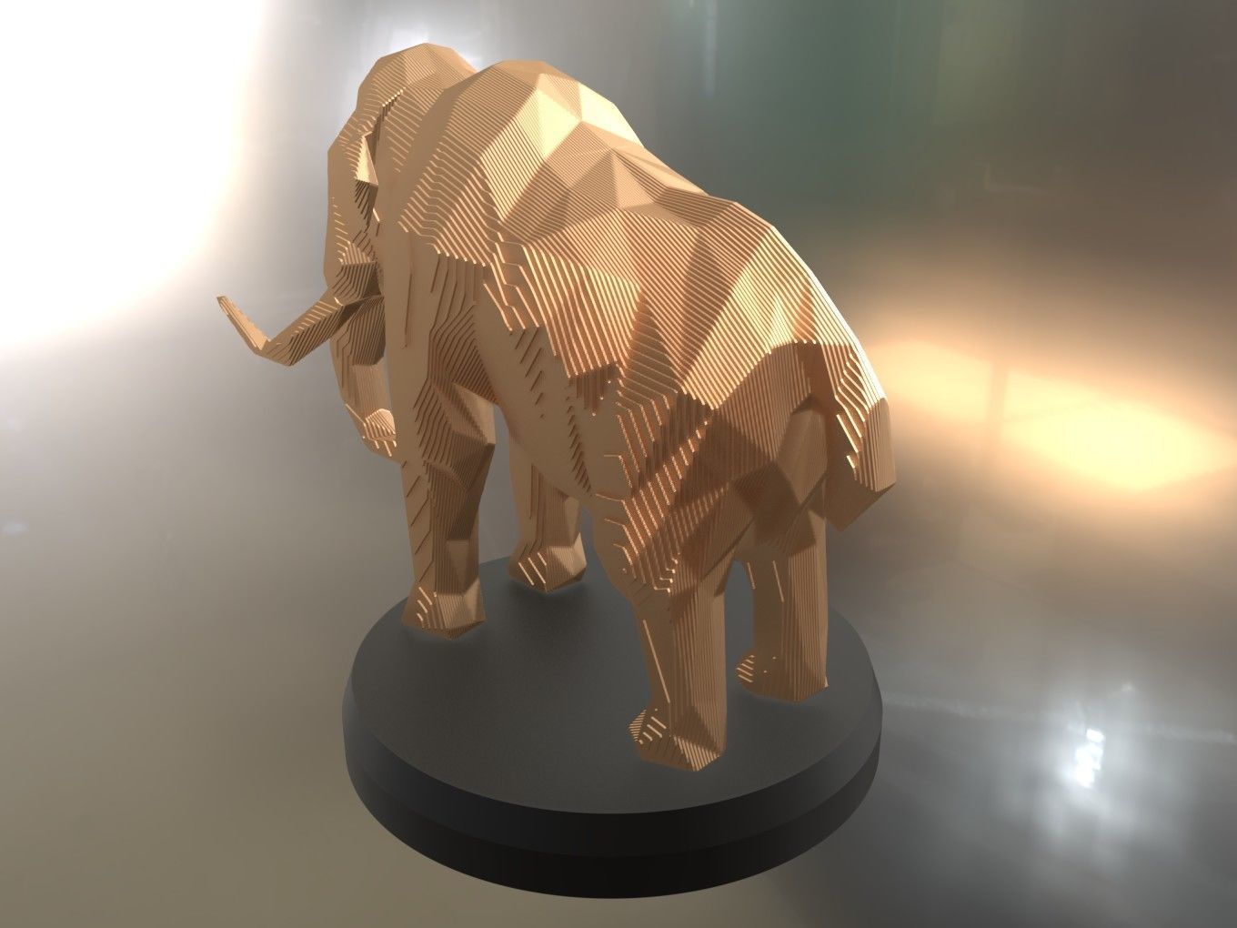 Parametric Mammoth Soft Gold Low-poly 3D model_4