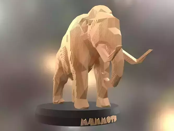 Parametric Mammoth Soft Gold Low-poly 3D model