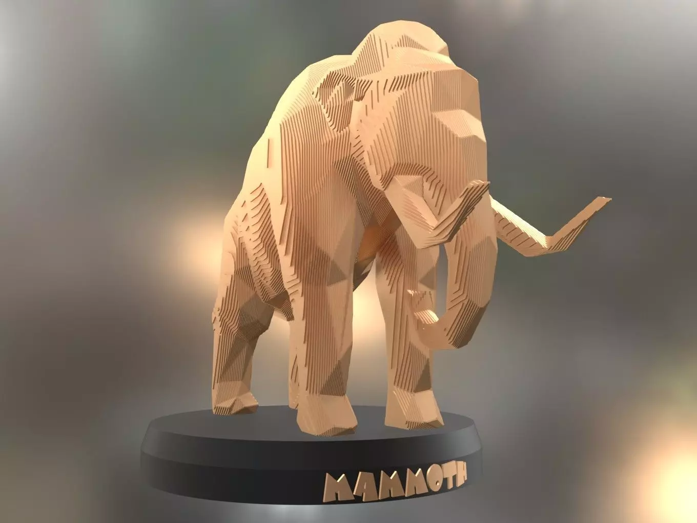 Parametric Mammoth Soft Gold Low-poly 3D model_0