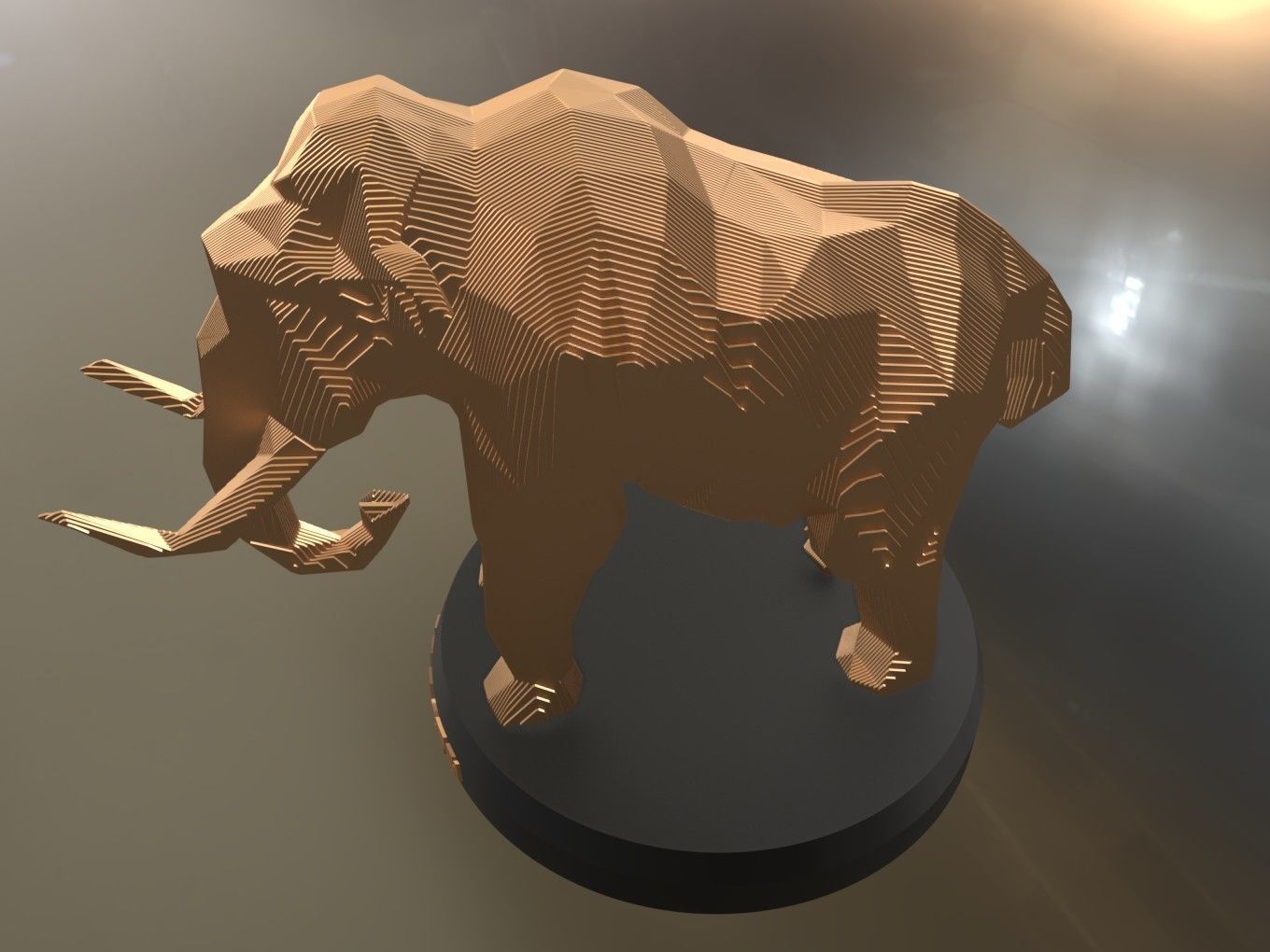 Parametric Mammoth Soft Gold Low-poly 3D model_5