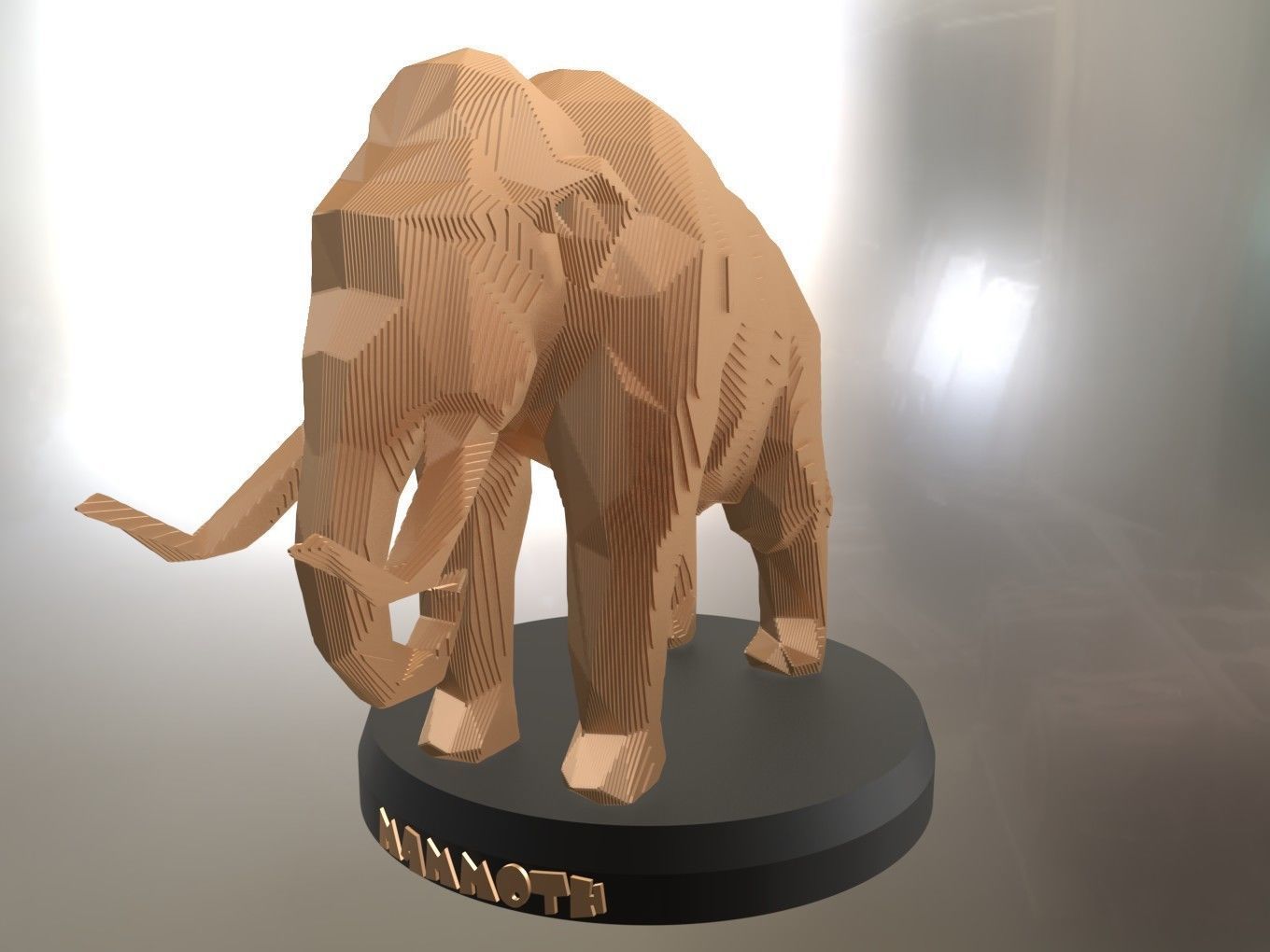 Parametric Mammoth Soft Gold Low-poly 3D model_6