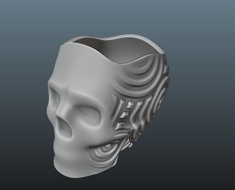 plant pot planter skull 53 3D print model_4