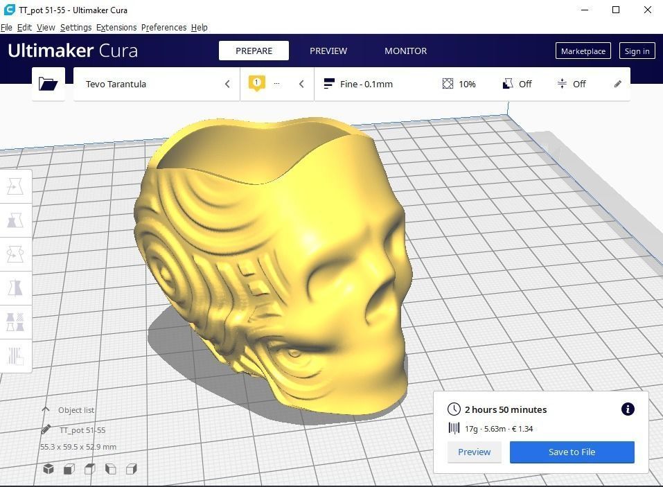 plant pot planter skull 53 3D print model_1