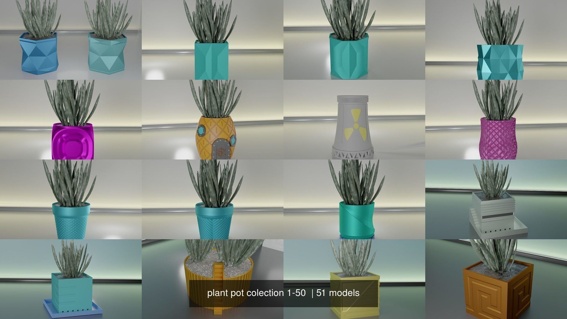 plant pot colection 1-50  3D Model Collection_3