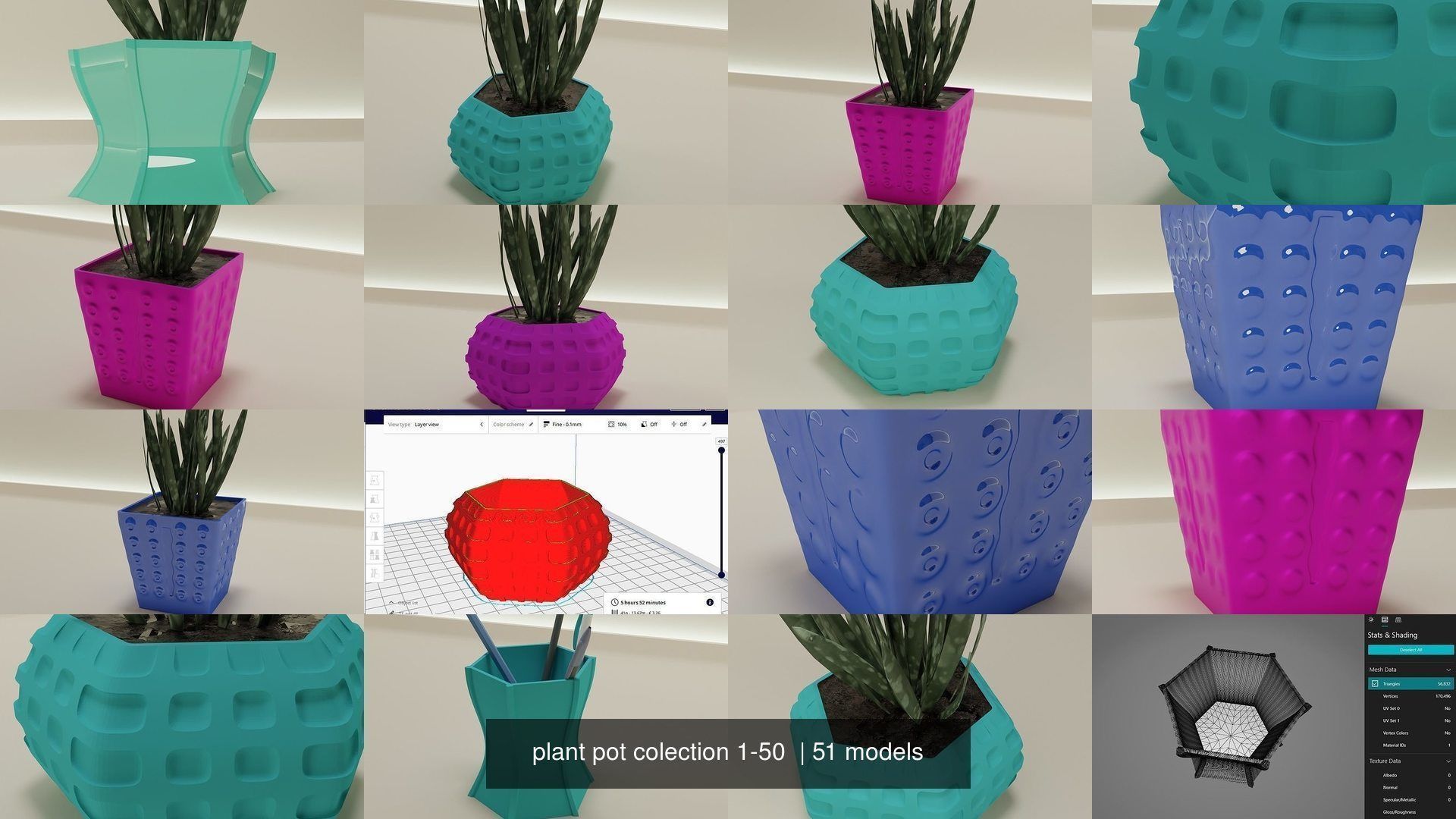 plant pot colection 1-50  3D Model Collection_6