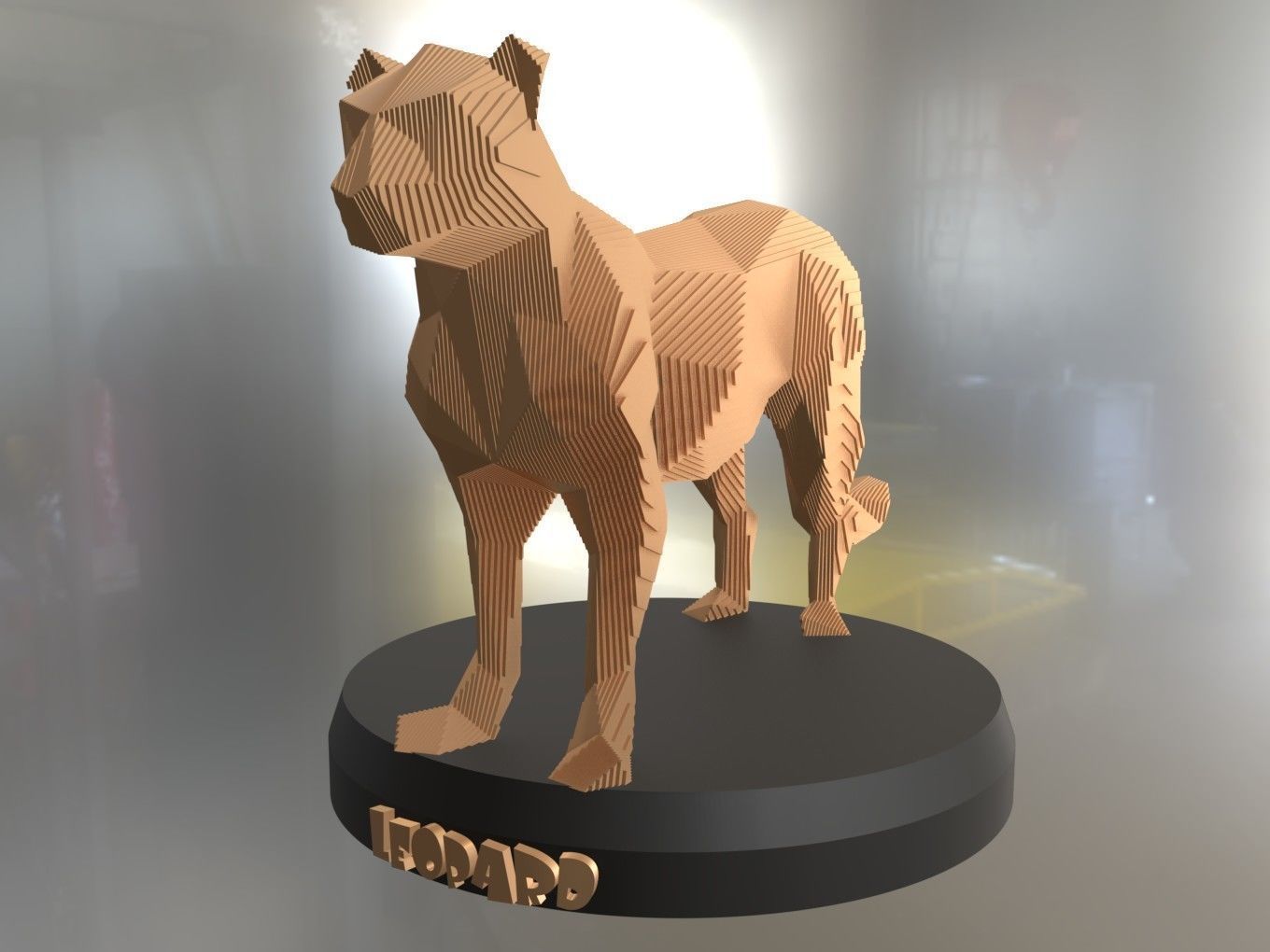 Parametric Leopard Low-poly 3D model_1