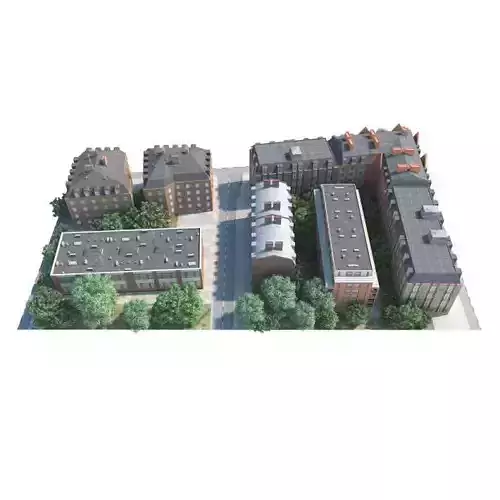 Urban District Buildings A Street Trees