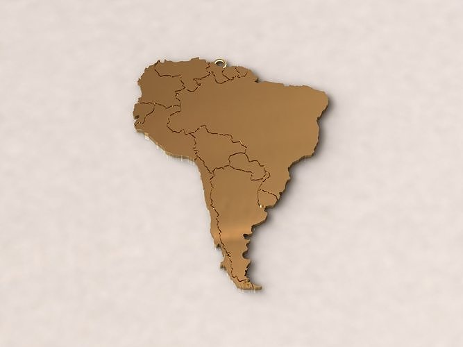 South America Map Charm Pendant 3D print model