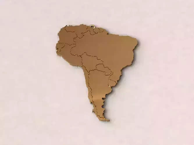 South America Map Charm Pendant 3D print model