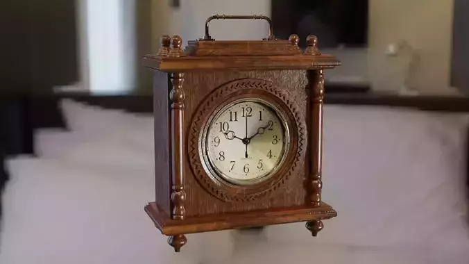 Wooden old-fashion retro clock PBR
